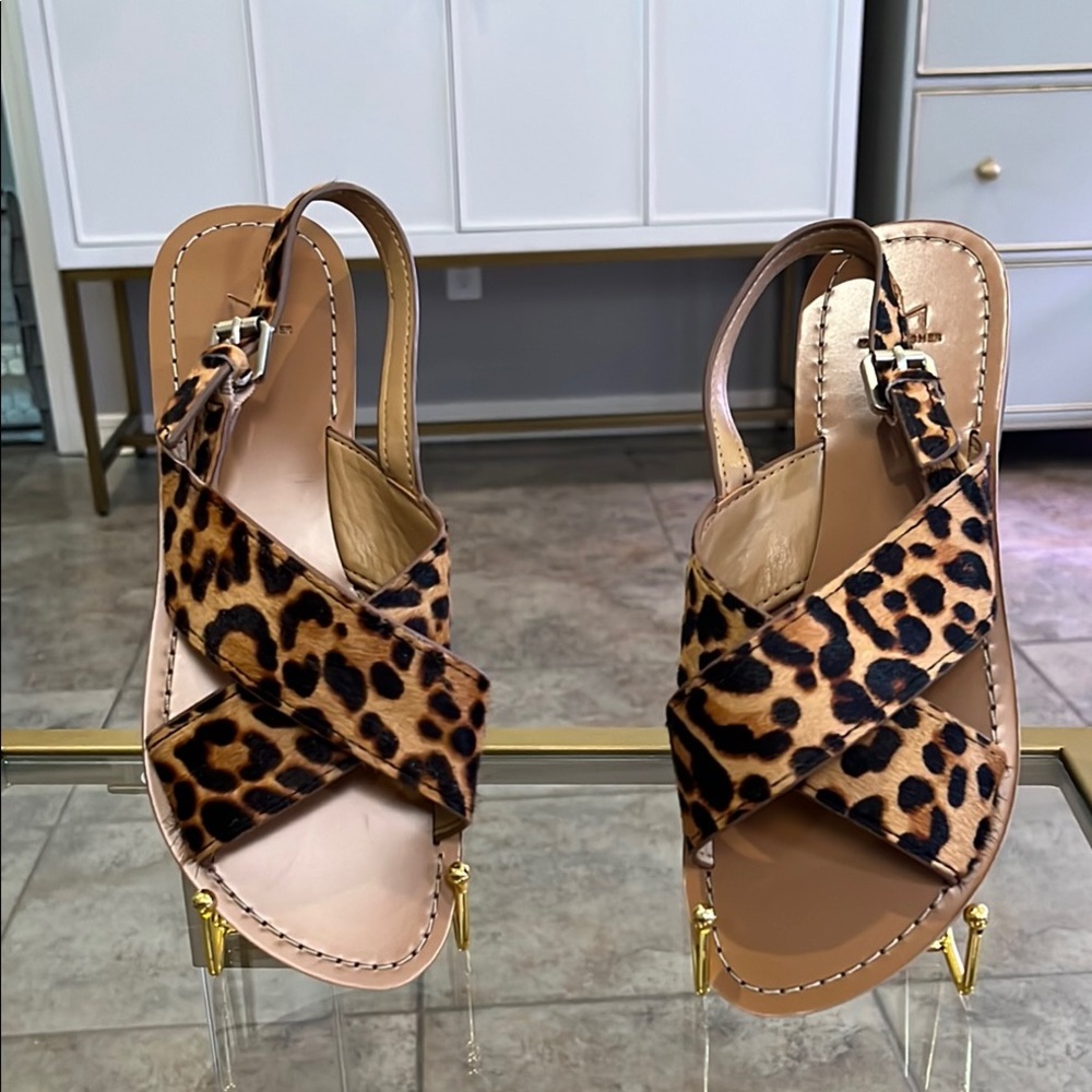 Leopard Print Women's Sandals, New Sz 6.5m
